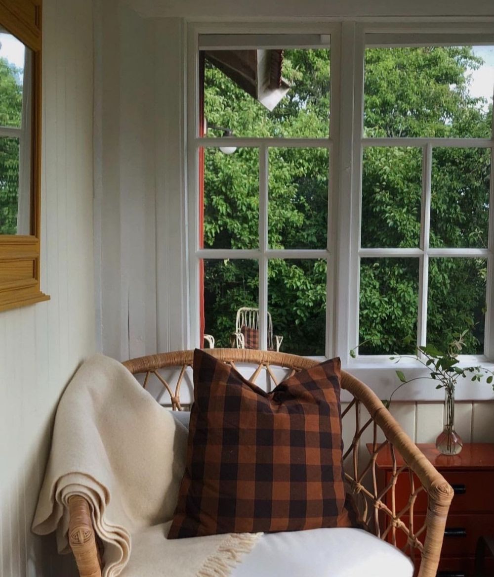 Cushion cover checked brown