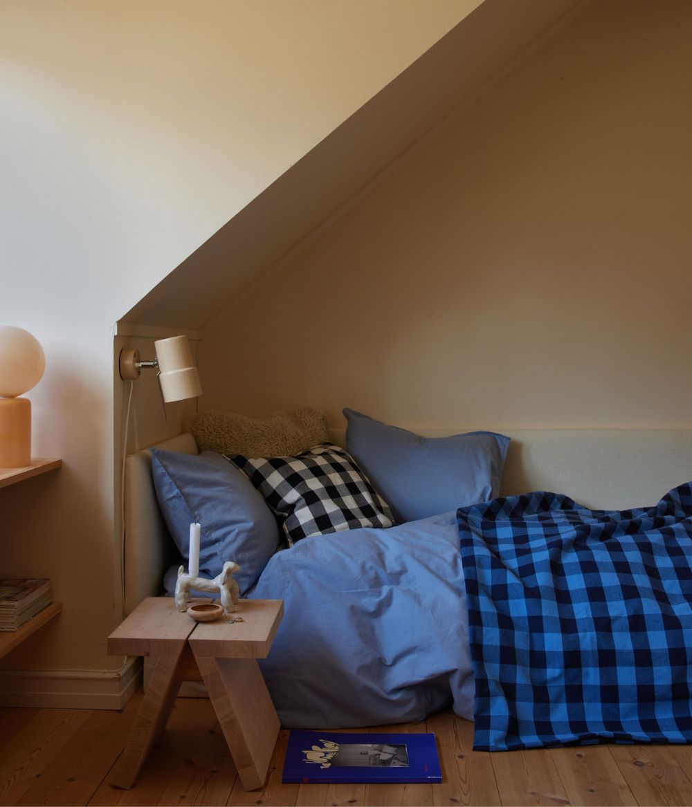 Bedspread checked blue