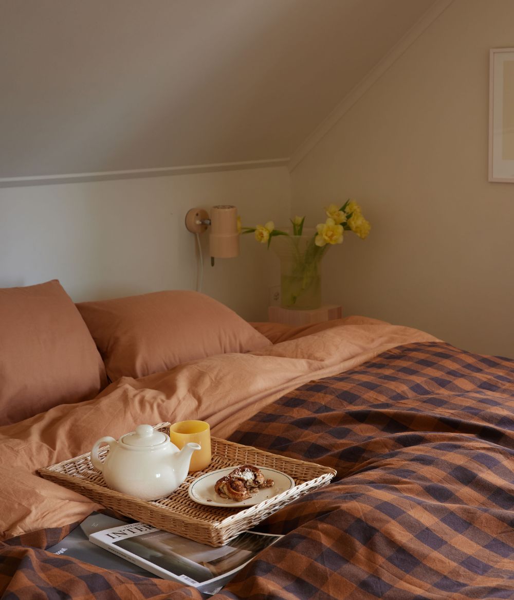 Bedspread checked brown