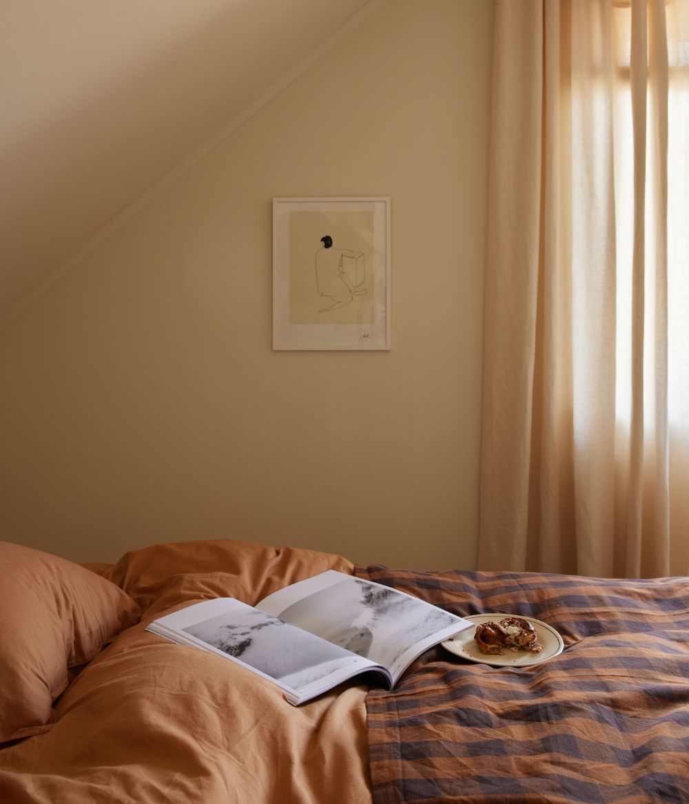 Bedspread checked brown