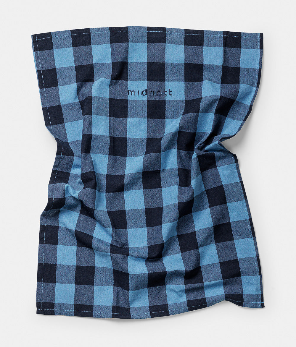 Tea towel checked blue