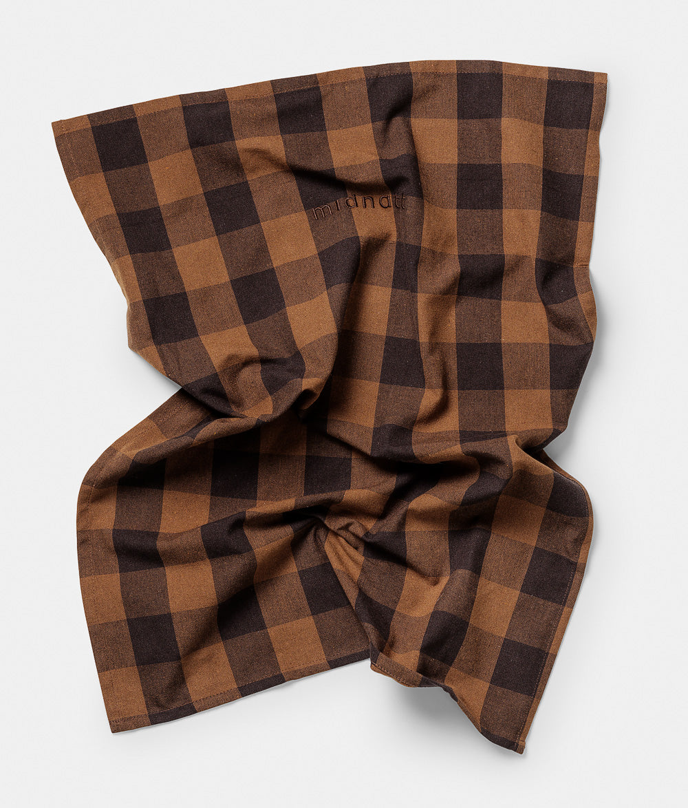Tea towel checked brown