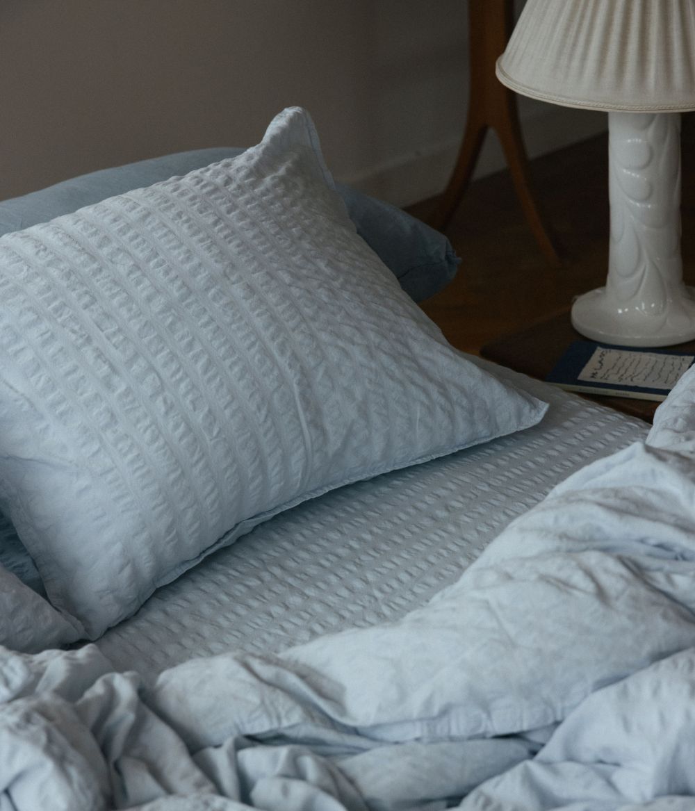 Midnatt Bedding Ellie Blue Seersucker 1